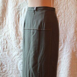 Collection Harve Benardo Olive Green Wool Blend Pencil Skirt SZ 8P